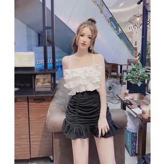 Sét áo 2s xếp bèo 3 tầng và chân váy nhún siêu xinh