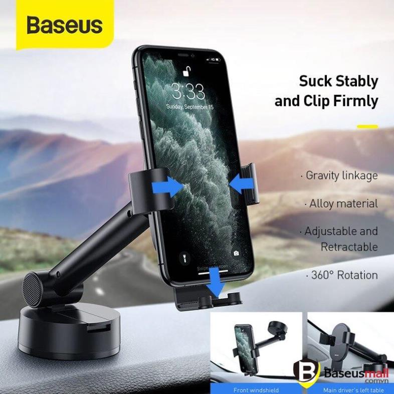 Baseus -BaseusMall VN Bộ giá treo điện thoại dùng gắn kính hoặc táp lô trên xe hơi Baseus Simplism Gravity