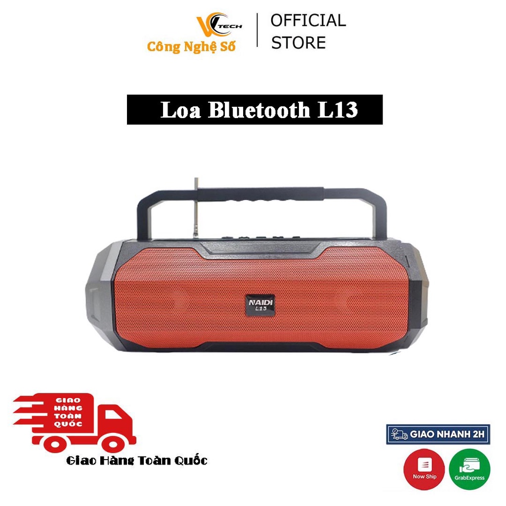 Loa Bluetooth Naidi L13 | Loa Thiết kế anten bắt Radio FM | hỗ trợ cổng Kết Nối USB, Thẻ nhớ, Đèn pin tiện lợi