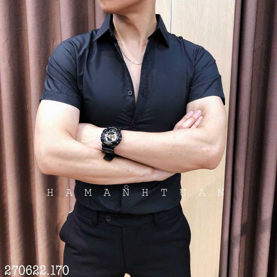 Áo somi lụa cộc tay, áo somi nam phong cách trẻ trung, hiện đại, nhiều màu, đủ size