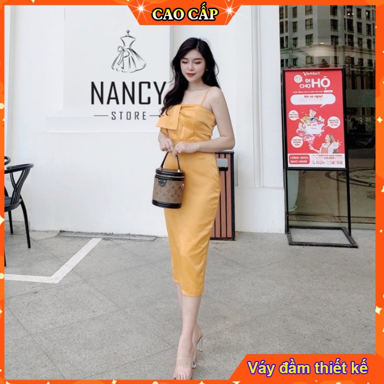 Váy đầm nữ body cao cấp sang trọng hai dây xếp nơ ngực tôn dáng dự tiệc sang chảnh Nancy A11 | BigBuy360 - bigbuy360.vn