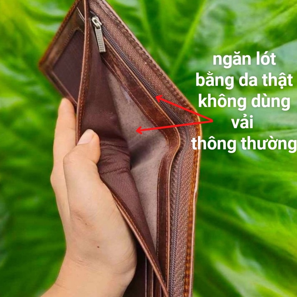 Ví Nam Da Bò Thật Họa Tiết Khóa Đồng CEFIRO Phong Cách Miền Tây Nước Mỹ LT776