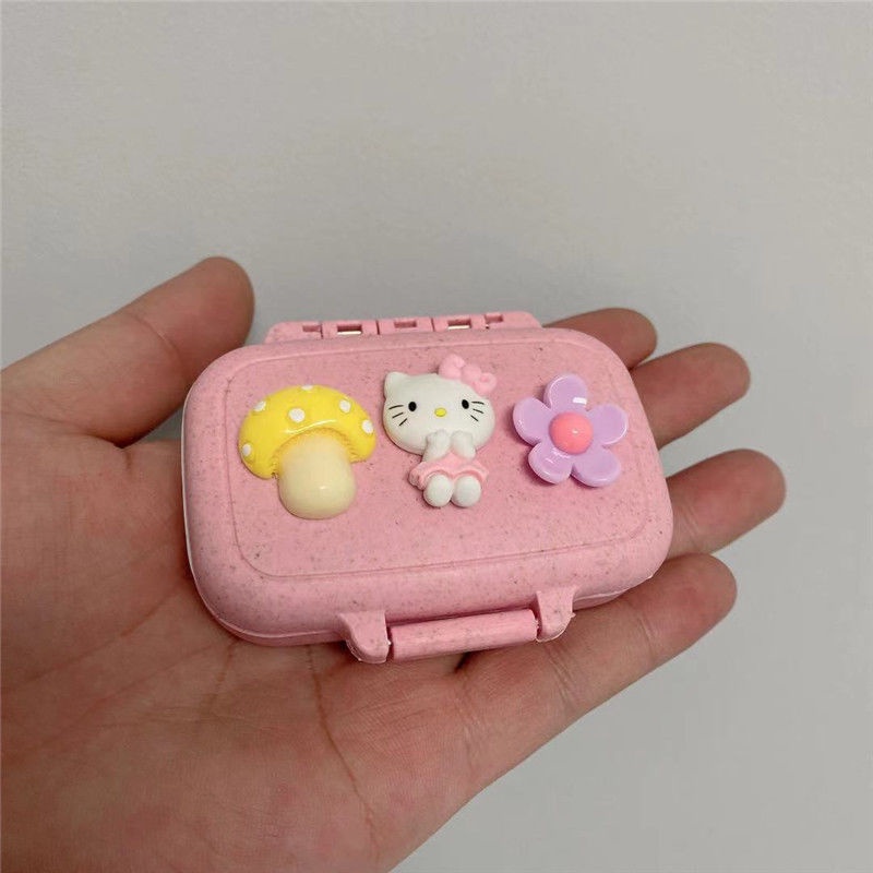 Hộp Đựng Thuốc Mini Chống Ẩm Họa Tiết Hoạt Hình Dễ Thương