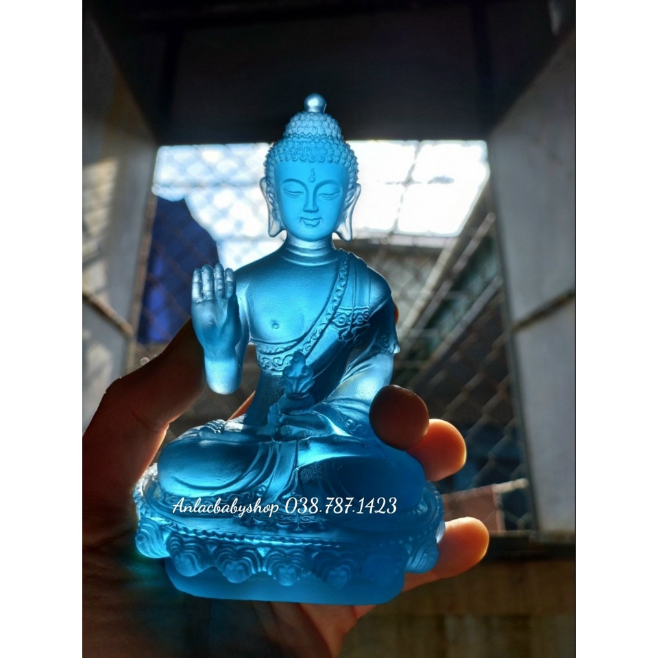 TƯỢNG PHẬT DƯỢC SƯ LƯU LY MÀU XANH DA TRỜI NHẠT