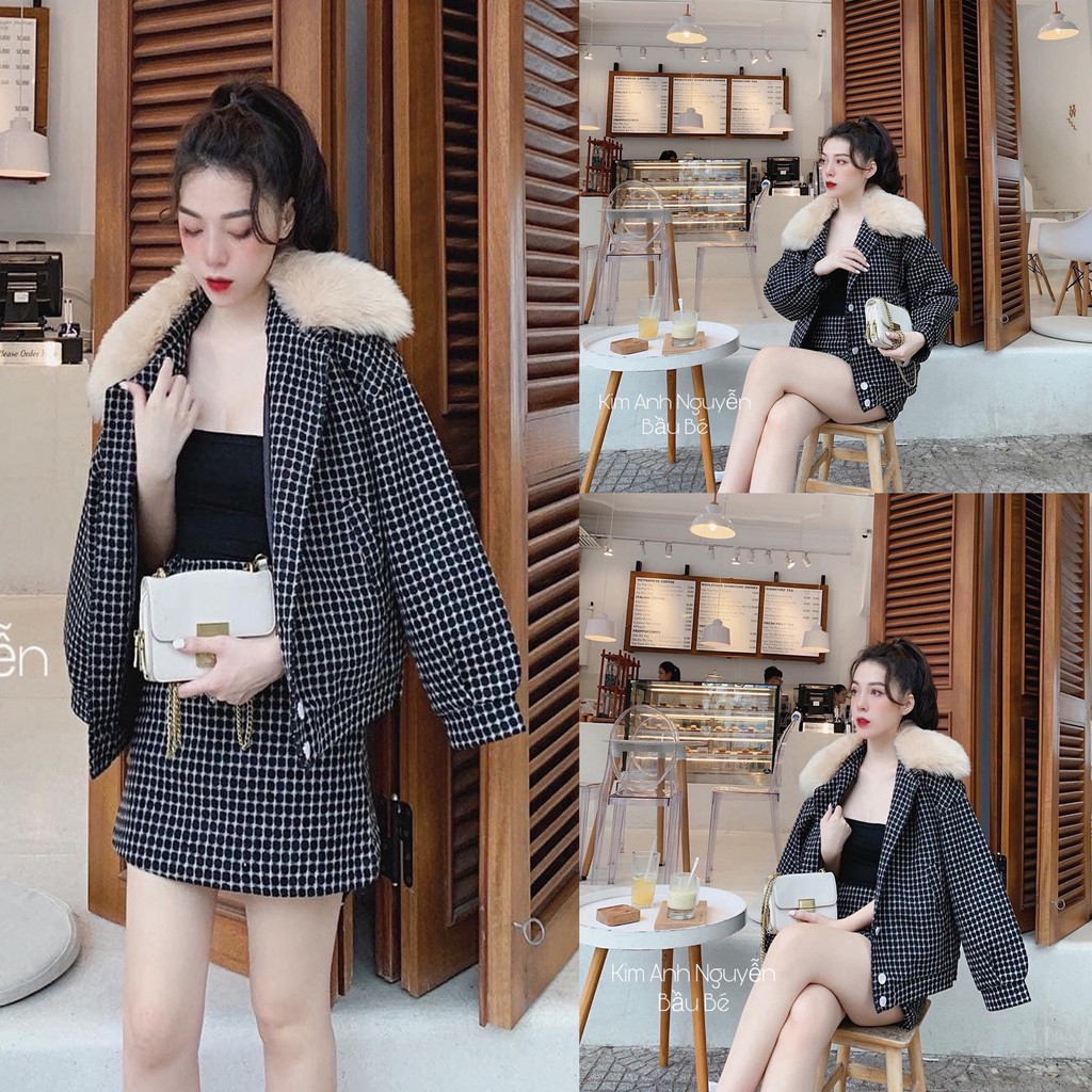 Sét Dạ Cổ Lông Chân Váy Ngắn 2 Lớp | BigBuy360 - bigbuy360.vn