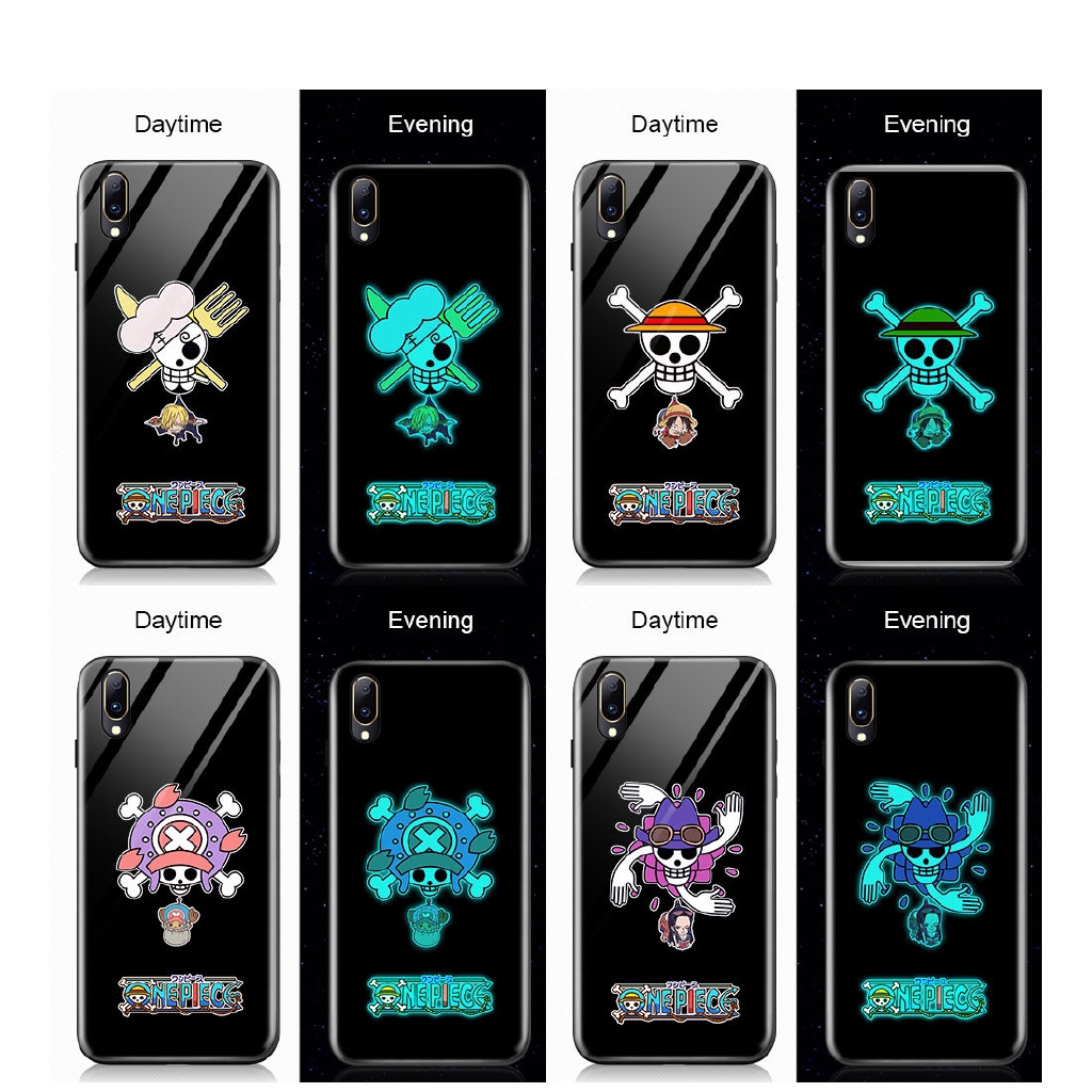 【Luminous Glass Casing】 VIVO Y50 Y30 Y30i Y72 Y52 Y91 Y95 Y91i Y93 Y91C Y85 Y1S 5G Cho Ốp lưng điện thoại In Hình Anime One Piece Straw Hat Kid dạ quang