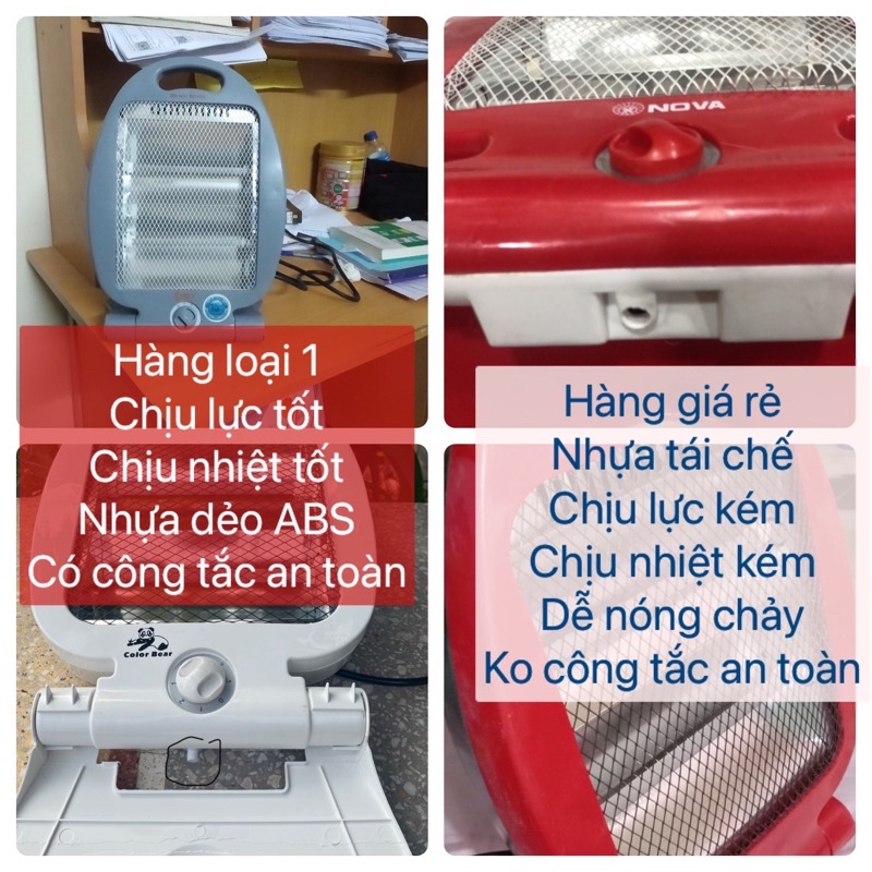 Quạt sưởi, Đèn sưởi hồng ngoại hình cá 800w, có role an toàn Hàng Chính Hãng BH 12 Tháng (KHOSKOSI)