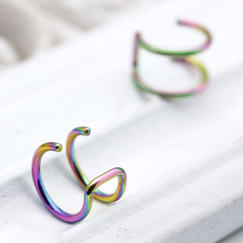 Cod Qipin 1pair Ear Cuff Helix Cartilage Ear Ring Fake Clip on Cuff Wrap Upper Non Pierced Jewelry with 4 Colors