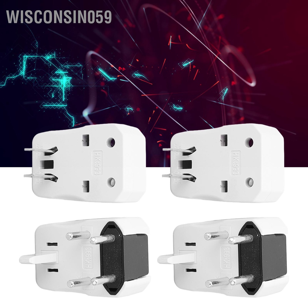 [Hàng Sẵn] Bộ chuyển đổi phích cắm 4 cái US EU AU UK Travel Power Converter Brass Tiếp xúc 100‑250VAC để sạc 【Wisconsin059】