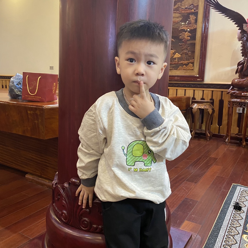 Áo thun dài tay cho bé trai, bé gái chất cotton mềm mại bắp ngô kids cho bé mặc đi học đi chơi size từ 13 đến 28kg