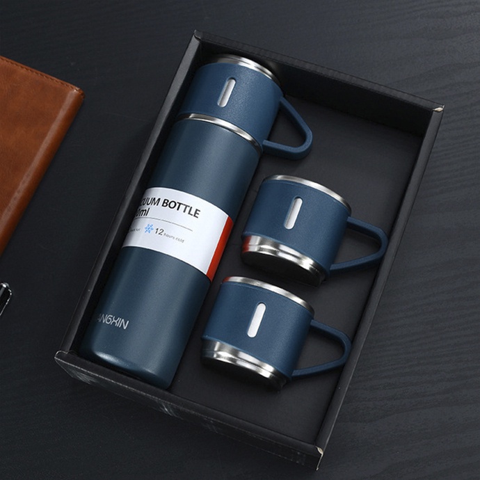 Set Bình Giữ Nhiệt + 2 Ly Cách Nhiệt Vacuum Flask 500ml Inox Cao Cấp