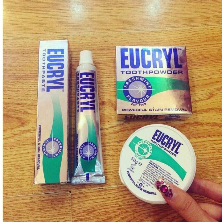 Bột trắng răng và kem đánh răng Eucryl
