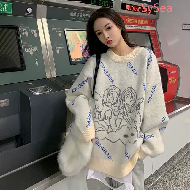 Plus Áo Sweater Dáng Rộng Phong Cách Thời Trang Hàn Quốc Cho Nữ