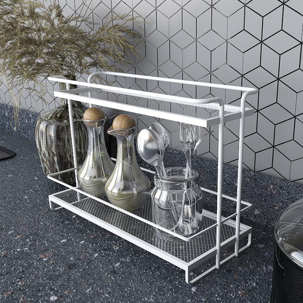HomeBase KECH Kệ bếp 2 tầng bằng thép sơn mạ Thái Lan W31xD13xH23cm màu trắng