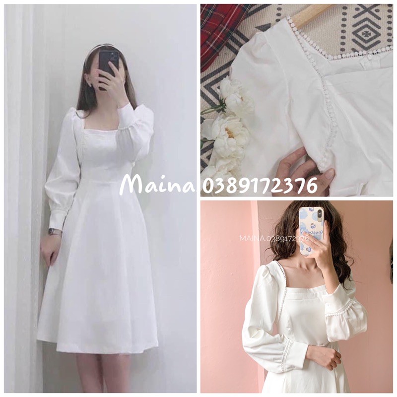 [Freeship 0đ] Váy đầm dự tiệc Váy trắng viền ren thanh lịch