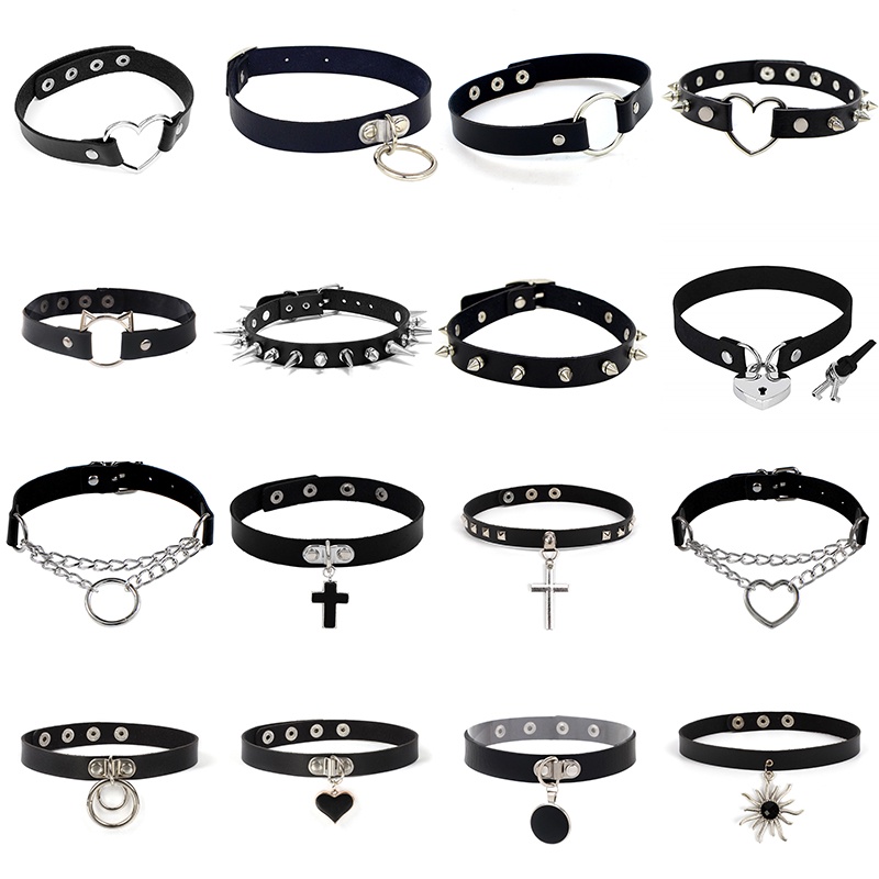 Vòng Cổ Choker Da Đính Đinh Tán Phong Cách Kpop