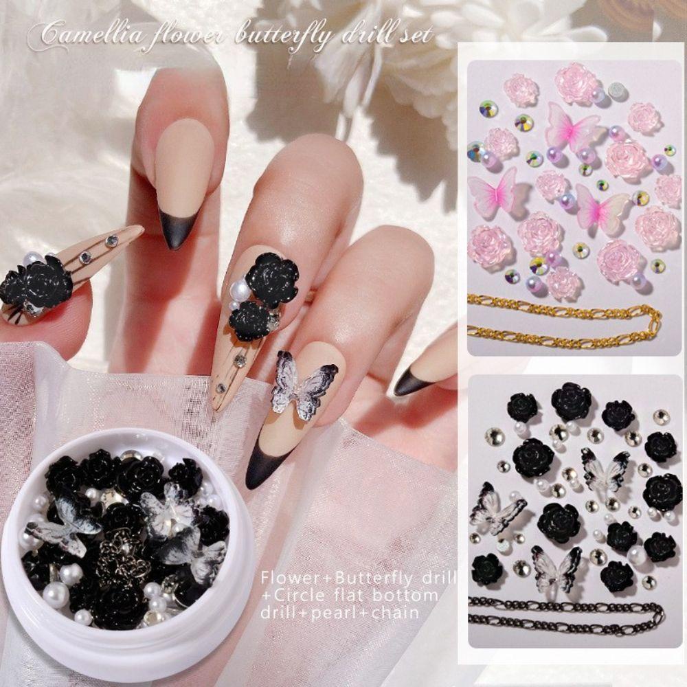 Hạt Charm Kim Loại Hình Hoa Trà 3D Trang Trí Móng Tay Nghệ Thuật DIY