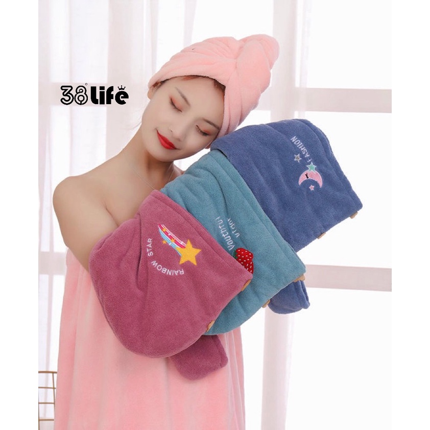 【Hot Deal】SL CÓ HẠN MUA1TẶNG1 Khăn Quấn Ủ Tóc Siêu Thấm Hút Lau Khô Siêu Tốc loại dày 2lớp(Best sell