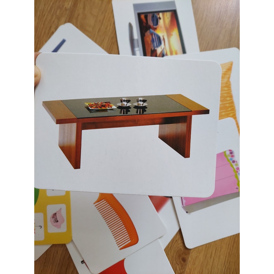 Thẻ học thông minh kích thước lớn 12x16cm chủ đề Đồ dùng trong nhà -  Flashcard TGXQ Glenn doman chuẩn