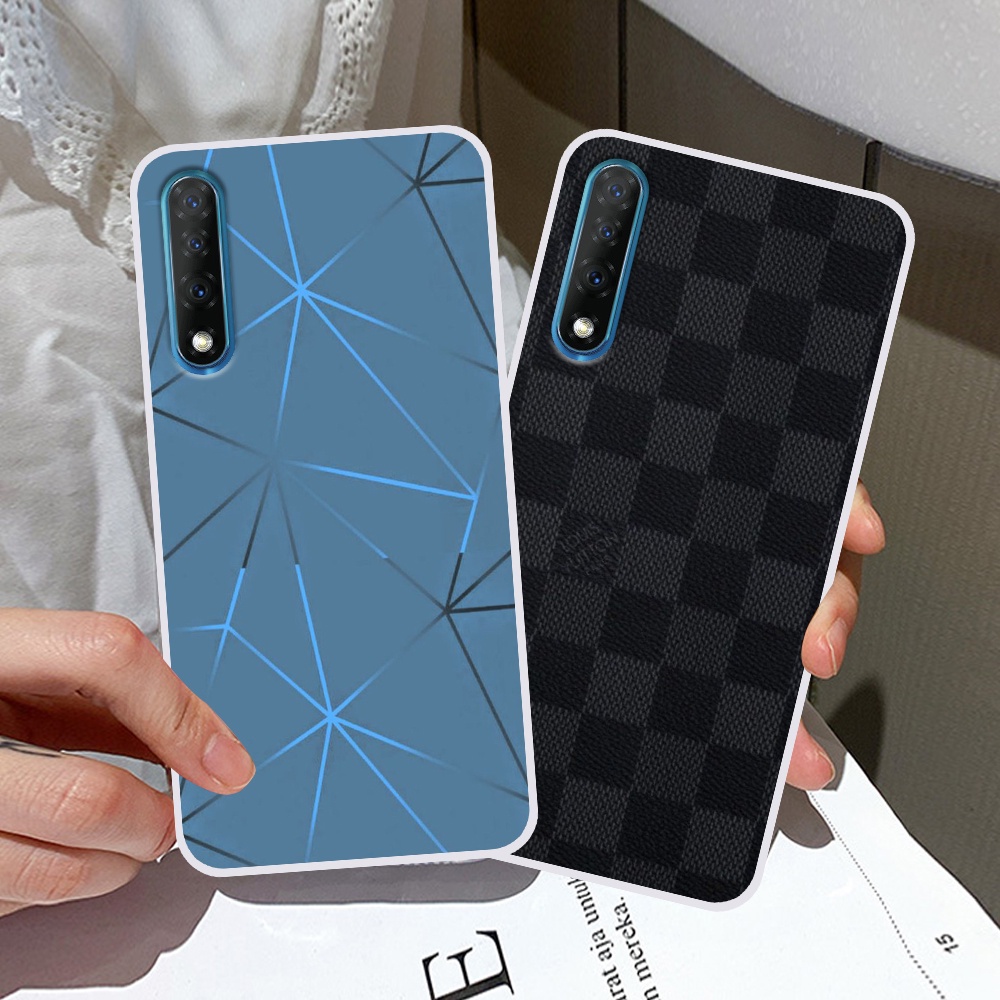 Ốp Vsmart Live in hình thương hiệu LV, họa tiết xanh bạc siêu đẹp
