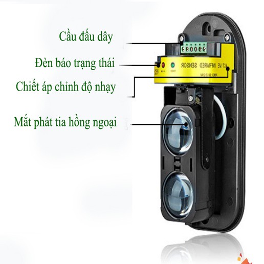 FULL Bộ Hàng rào hồng ngoại chống trộm, Beam ABT-100 kèm 02 Nguồn 2V2A, 01 loa báo