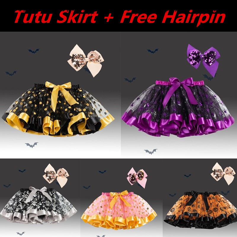 NNJXD Chân Váy Tutu Xòe Phối Ren Lưới Trang Phục Hóa Trang Halloween Cho Bé Gái