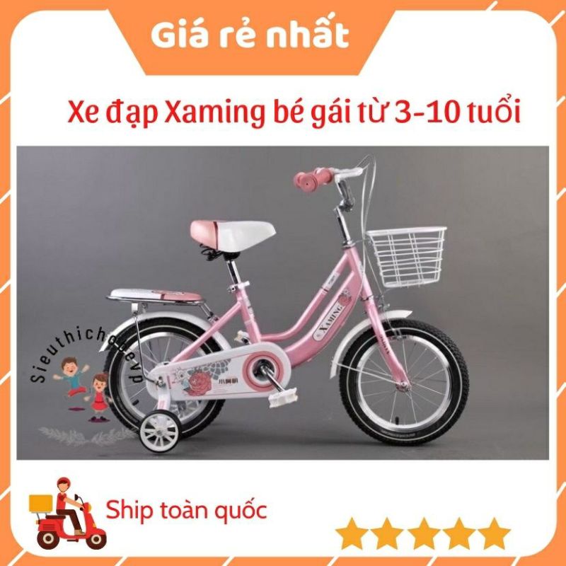 Xe đạp  2 khung bé gái 12 , 14 , 16 inch mẫu mới tem về nhiều hãng: xaming, H&amp;T bike