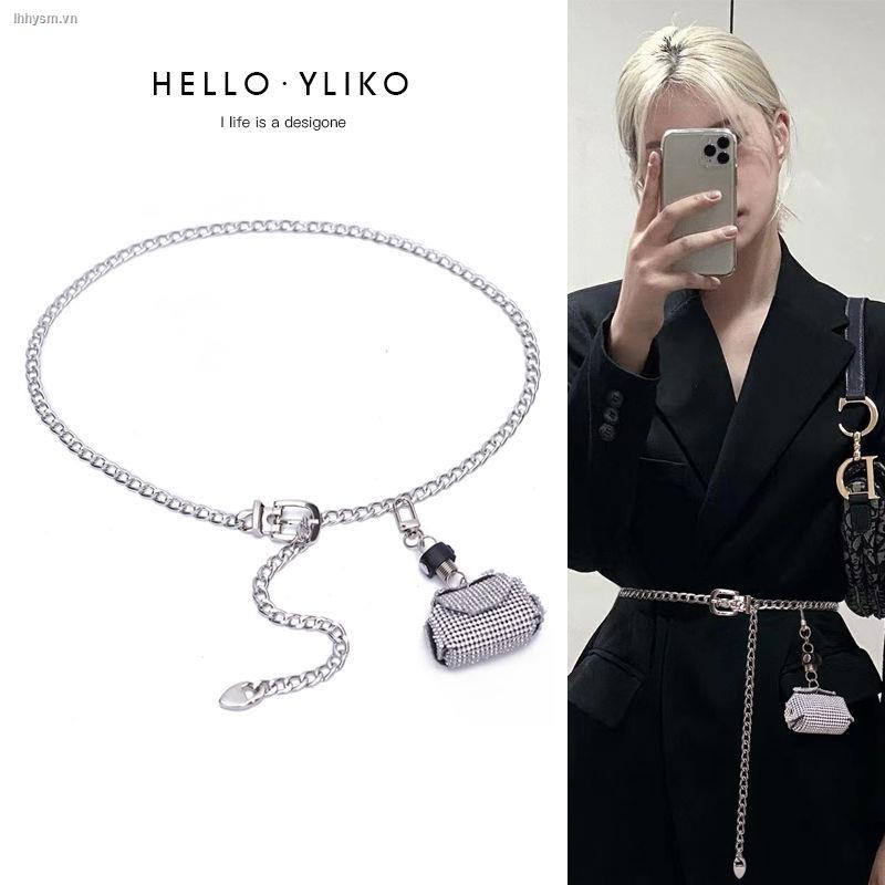 Thắt lưng mini đính đá phối túi đeo hông thời trang mùa hè cho nữ