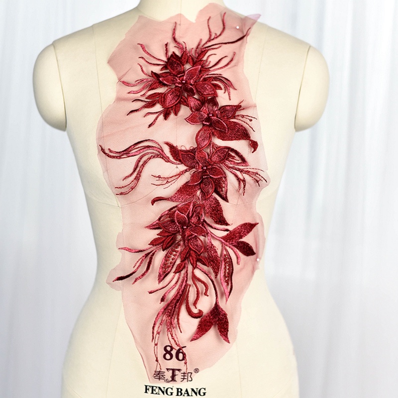 1 Miếng Vải Ren Màu Vàng Kích Thước 46 * 22cm Dùng Trang Trí Váy Cưới