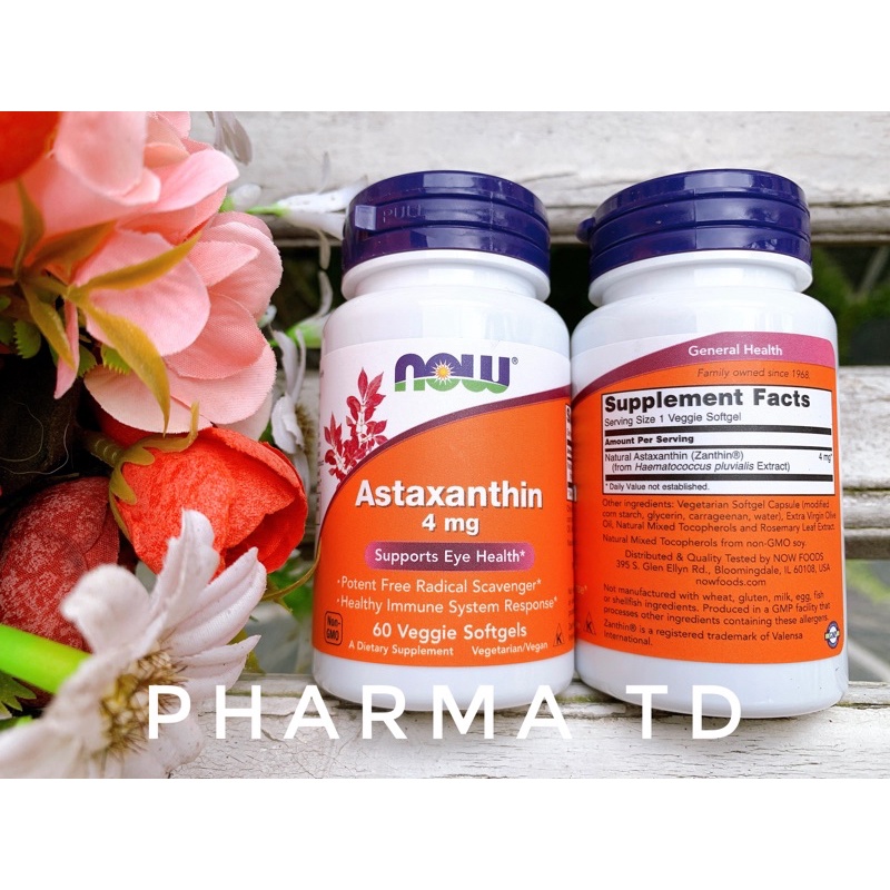 Now foods, Astaxanthin | 4-10mg | Thực phẩm bảo vệ sức khoẻ | siêu chống lão hoá | US |