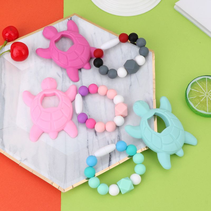 Set 2 Vòng Đeo Tay Silicone Hình Chú Rùa Đáng Yêu Cho Bé