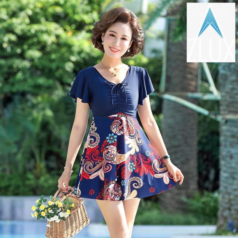 💇 Bikini Đồ bơi đi biển váy phối hoa cho các mẹ trung niên, người lớn tuổi,váy một mảnh 💇