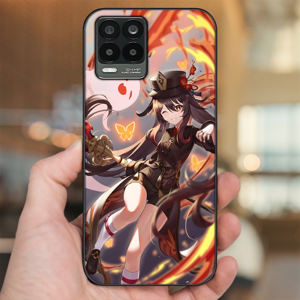 Ốp lưng Realme 8, 8 Pro viền đen in hình Hutao Genshin Impact
