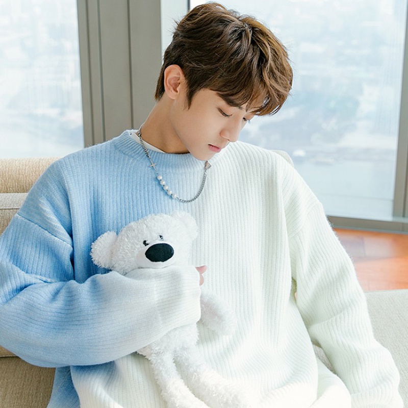 ✦ AFFLIGA ✦Áo sweater dệt kim dáng rộng màu gradient phong cách Hàn Quốc trẻ trung cho phái nam