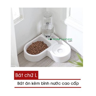Bát đôi - Bát Ăn Kèm Bình Nước Tự Động - Bát Ăn Chữ L - [Nông Trại Thú Cưng]