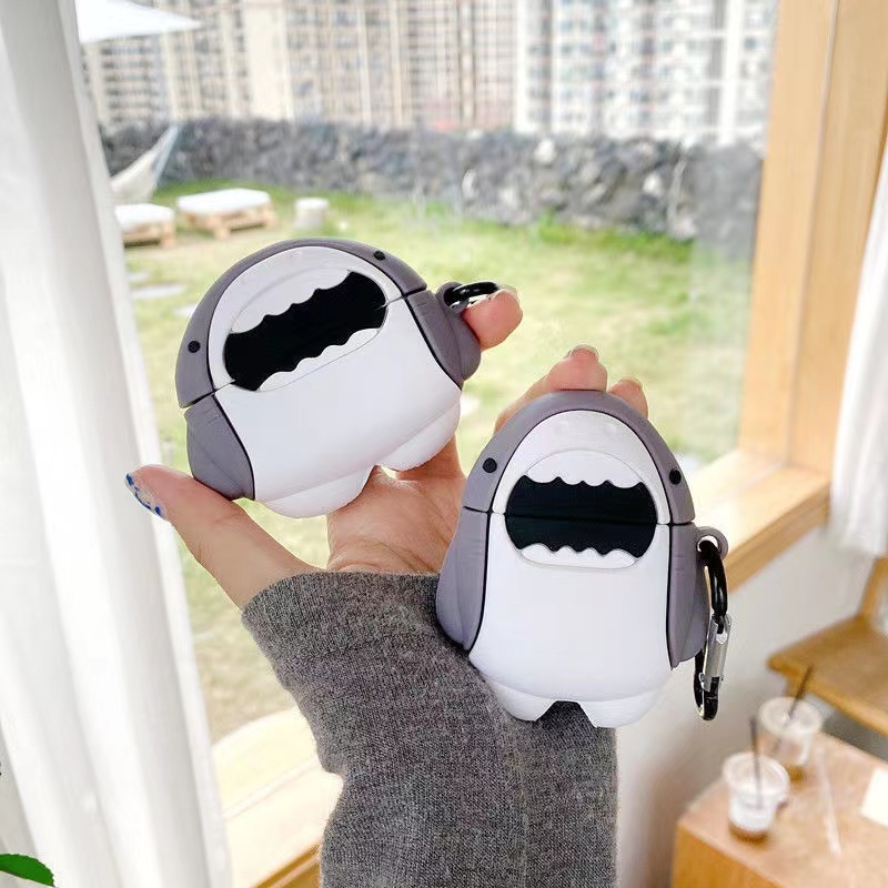 Vỏ Bảo Vệ Hộp Sạc Tai nghe không dây Airpods 1 2 Pro 3 2021 Inpods 12 I12 I10 I9s I11 Hình Cá Mập Chống Sốc