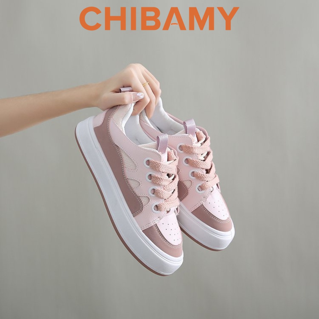 Giày thể thao nữ đế bằng WARRIOR, Giày Sneaker nữ CHIBAMY đế bánh mì dáng basic cao 3 phân