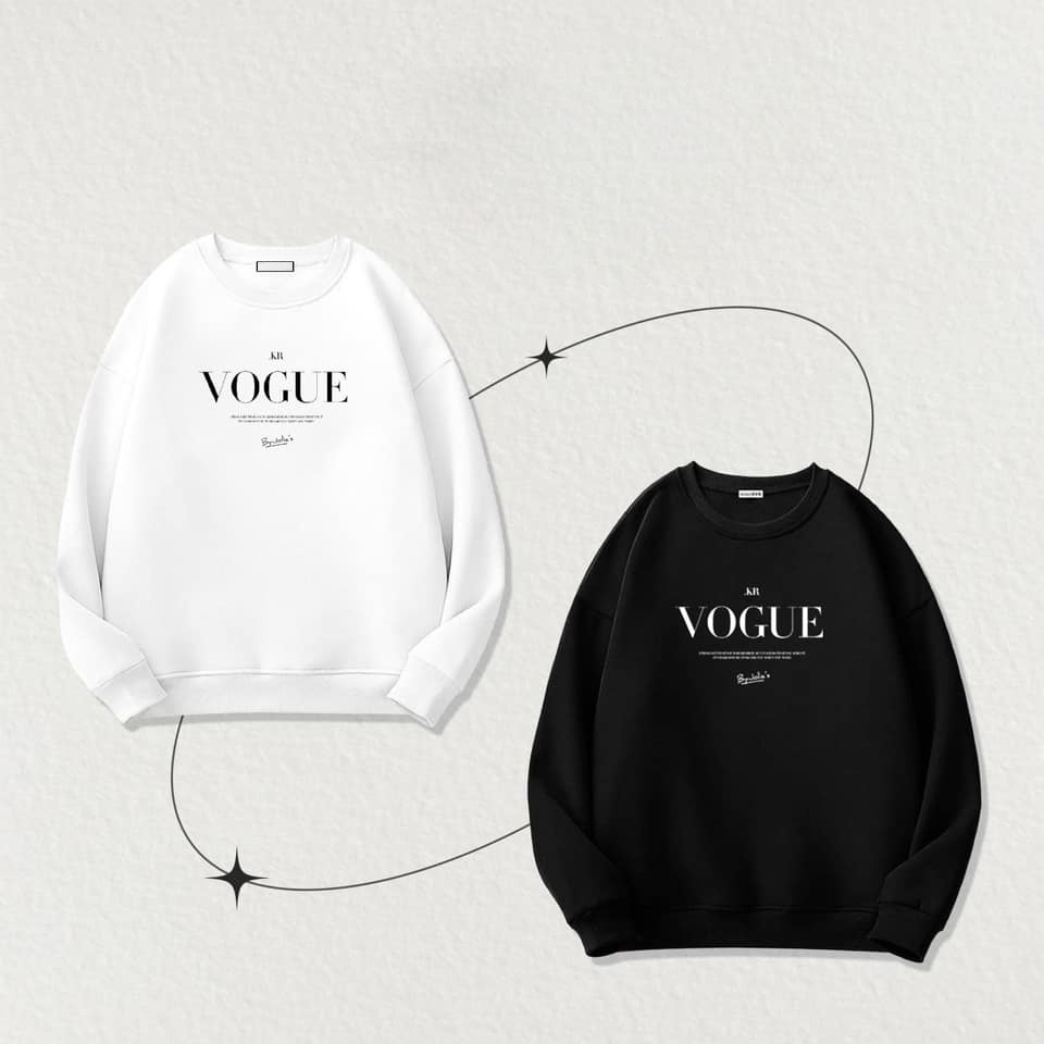 Áo Sweater VOGUE Nam Nữ unisex phong cách Hàn Quốc cá tính, Chất nỉ bồng đẹp HALEY HD292