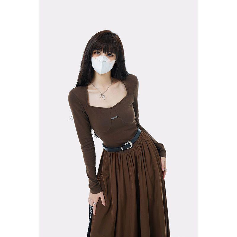 Đầm Dệt Kim Tay Dài Eo Cao Thời Trang Mùa Thu Pháp Cho Nữ