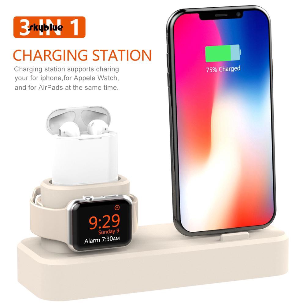 Đế sạc đa năng 3 trong 1 kiêm giá đỡ dành cho điện thoại iPhone / Airpods / iWatch