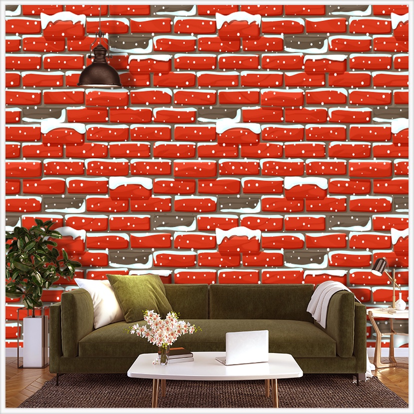 Decal Dán Tường Giả Gạch Vân Noel Mã M - Giấy Dán Tường Giả Gạch Chống Bẩn Trang Trí Phòng Kích Thước 60*150Cm Cắt Sẵn