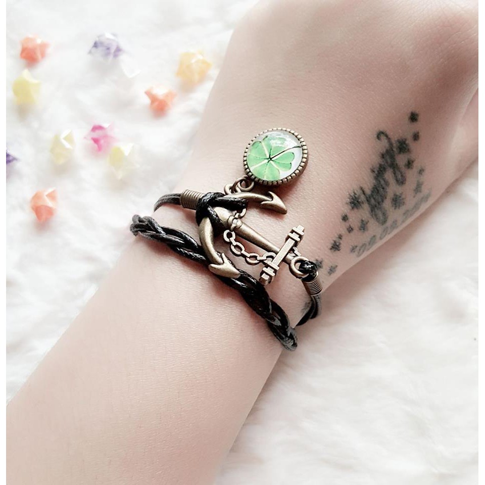 combo giá sỉ 10 vòng handmade cỏ 4 lá giá gốc 90k