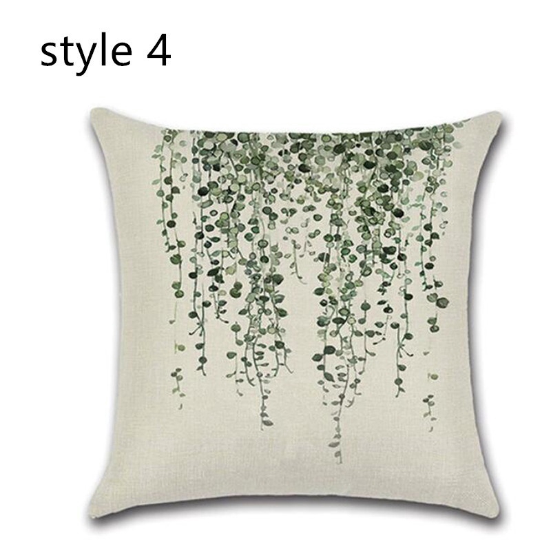 Áo Gối Khổ Vuông 45cm X 45cm In Họa Tiết Lá Cây Trang Nhã