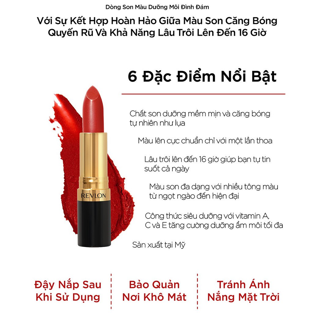 Son màu dưỡng môi thương hiệu số 1 tại Mỹ Revlon Super Lustrous Lipstick 4.2g