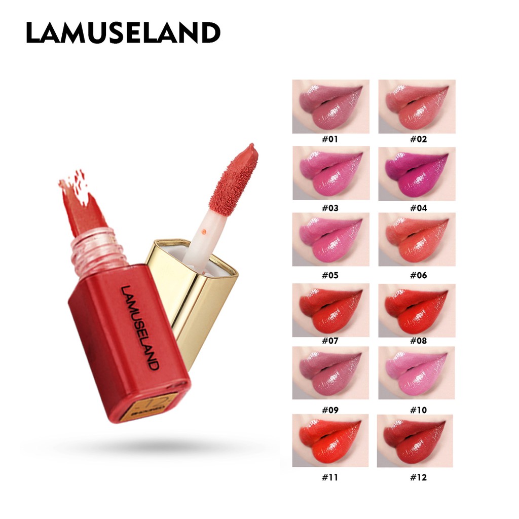 Son môi bóng Lamuseland LA0005 3.5g kích thước nhỏ cho lớp son mịn màng lâu trôi chống thấm nước