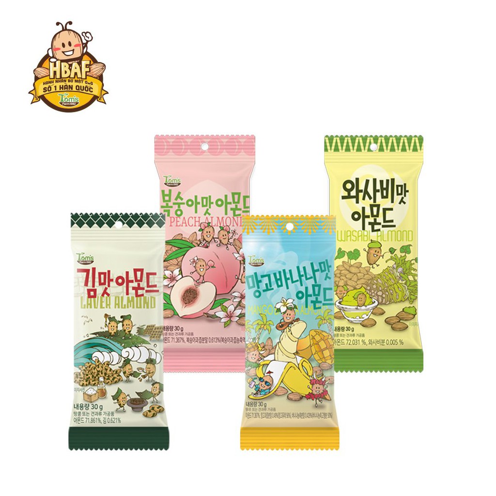 Hạnh nhân Tẩm vị Tom's Farm 30g Hàn Quốc