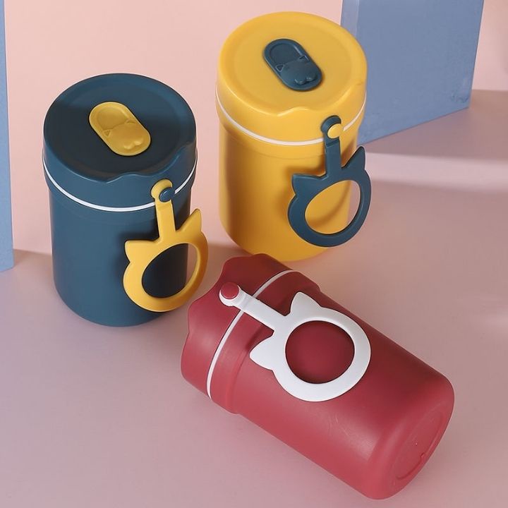 Cốc đựng canh cách nhiệt 2 lớp chống tràn có kèm theo ống hút và thìa