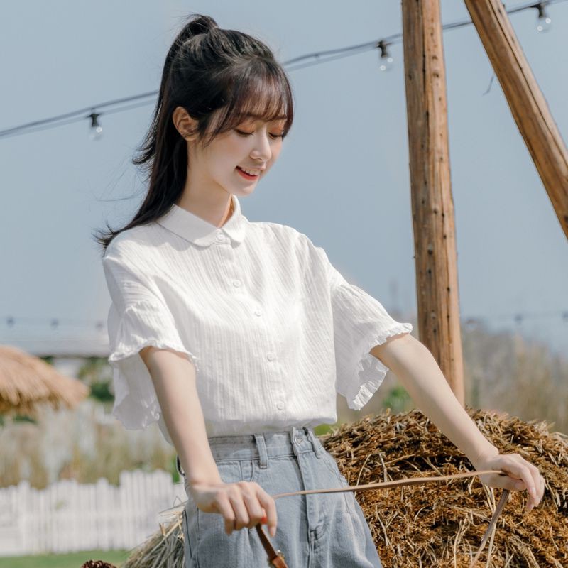 Áo sơ mi tay ngắn dáng rộng thời trang mùa hè cho nữ 210519 | BigBuy360 - bigbuy360.vn
