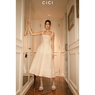 Đầm dài hai dây organza Bianca