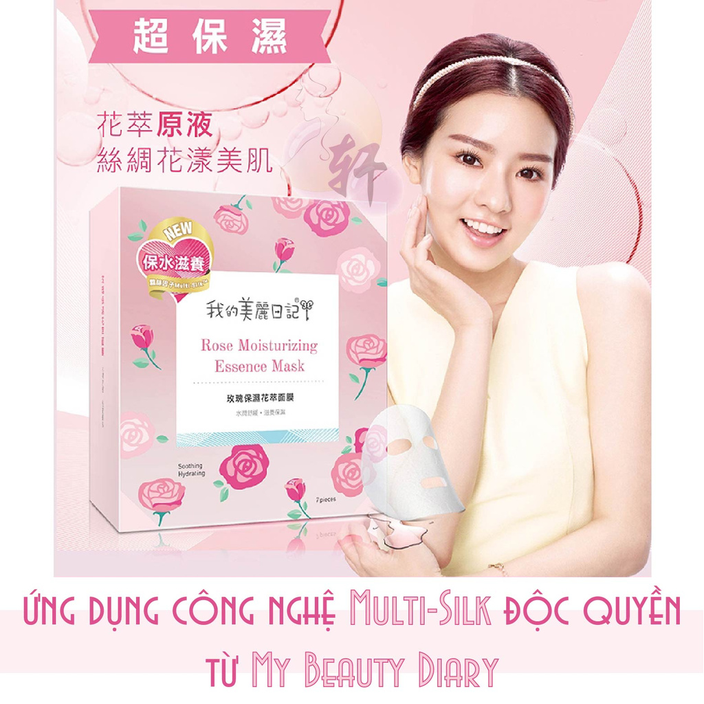 [Đài Loan] LẺ 01 MIẾNG MẶT NẠ MY BEAUTY DIARY ROSE MOISTURIZING ESSENCE MASK DƯỠNG ẨM CHO MỌI LOẠI DA